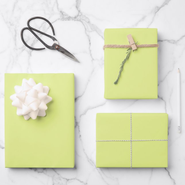 Key Lime Solid Colour Wrapping Paper Sheet (Front)