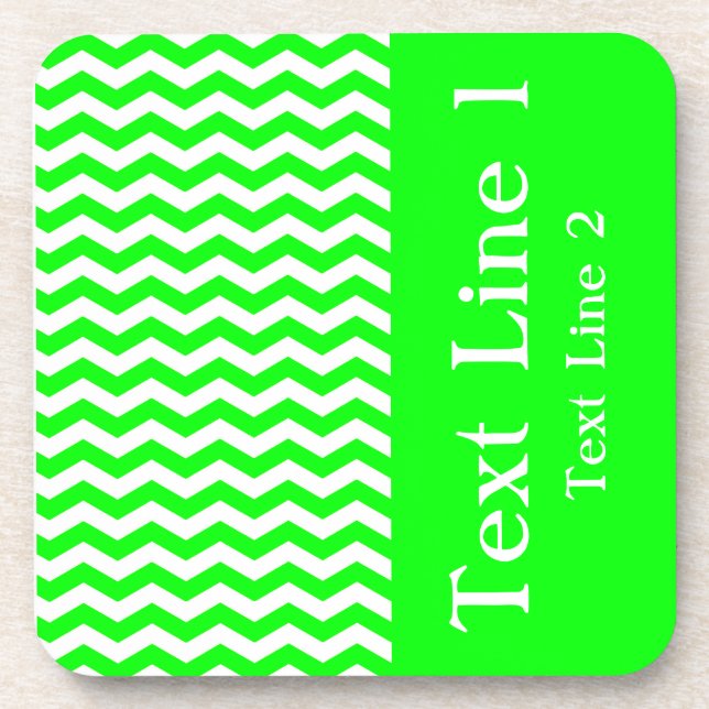 Key Lime Wave Chevron customisable Coaster (Front)