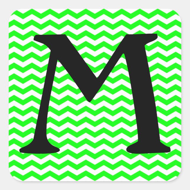 Key Lime Wave Chevron Square Sticker (Front)