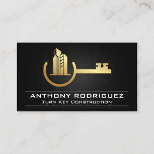 Key Properties Gold Metallic   Construction Business Card