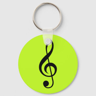 Key Ring Music Clef Bright Lime