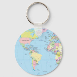 Key ring with World map
