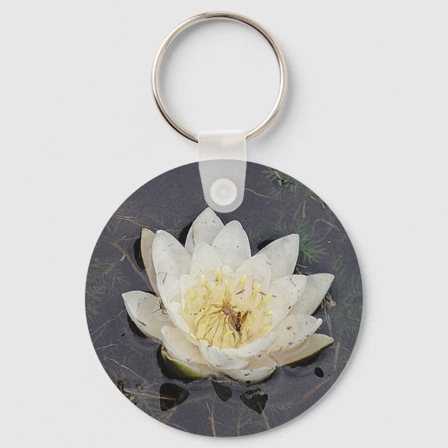 Key supporter white sea-rose bloom ring (Front)