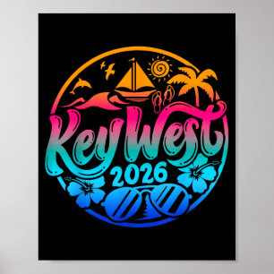 Key Tie Dye West 2026 Matching Summer Sunset Beach Poster