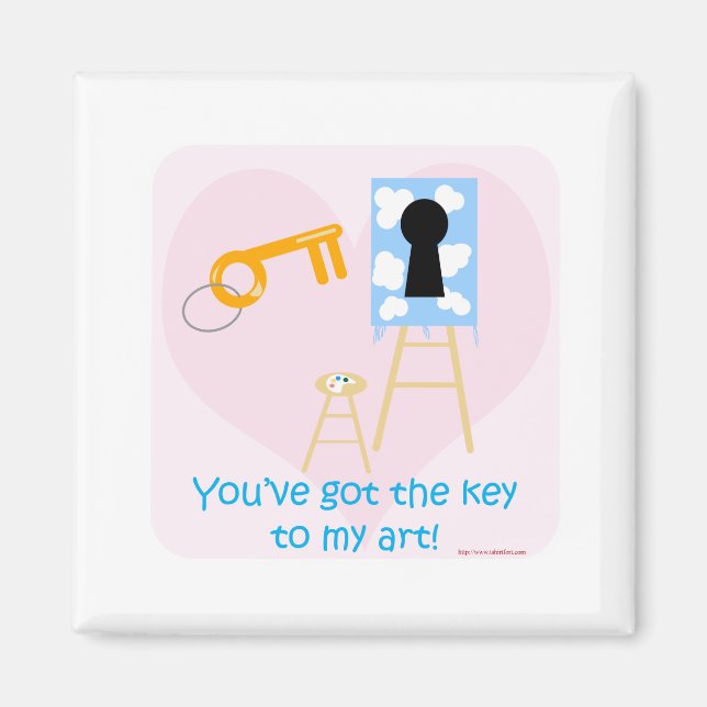 Key to My Art Fun Cartoon Flirt Saying Magnet (Front)