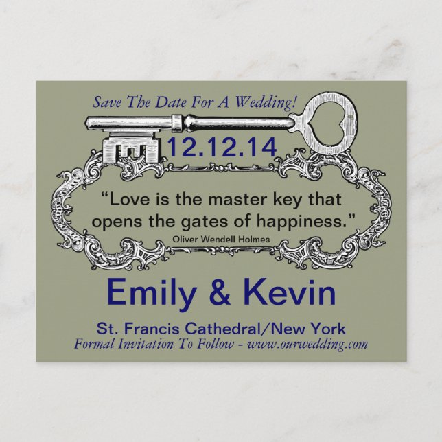 Key To My Heart Announcement Postcard (Front)