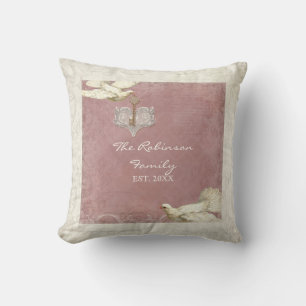 Key to my Heart Dove Swirl Flourish Family Collage Cushion