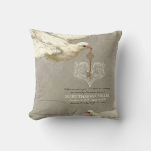 Key to my Heart Dove Swirl Flourish Grey Collage Cushion