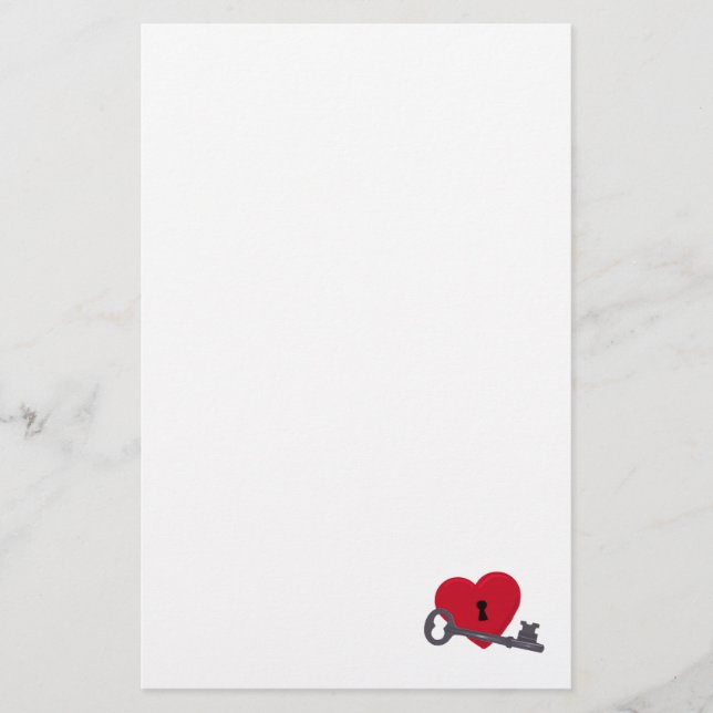 "Key to my Heart" Stationary Stationery (Front)