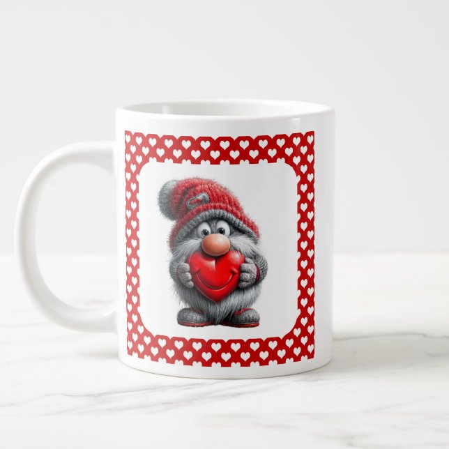 "Key to My Heart" Whimsical Gnome Large Coffee Mug (Left)