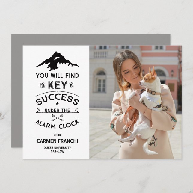 Key to Success Humourous Graduation Invitation (Front/Back)