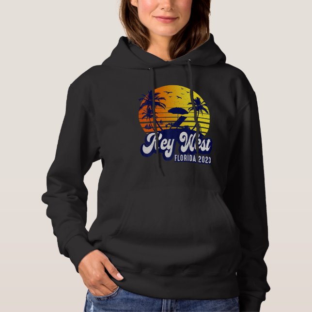Key West 2023 Florida Sunset Beach Retro Hoodie (Front)