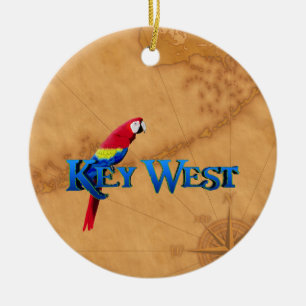 Key West And Map Ceramic Tree Decoration