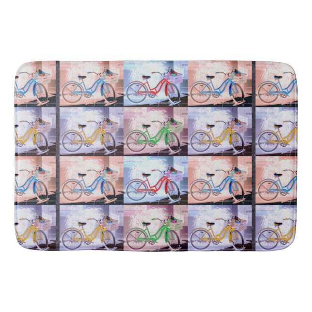 Key West Bicycle Pattern Bath Mat (Front)