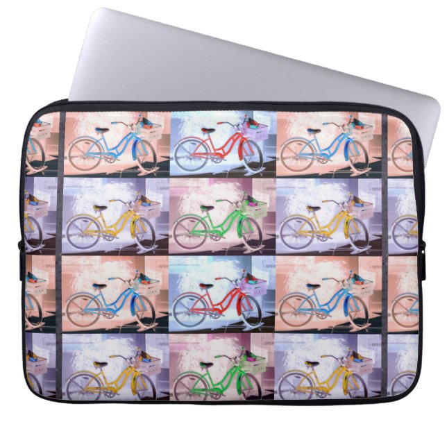 Key West Bicycle Pattern Laptop Sleeve (Front)