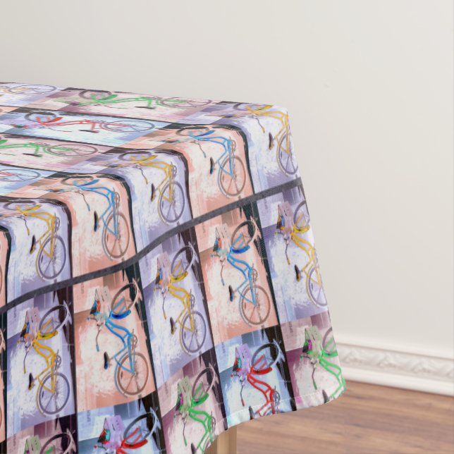 Key West Bicycle Pattern Tablecloth (In Situ)