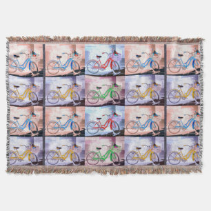Key West Bicycle Pattern Throw Blanket