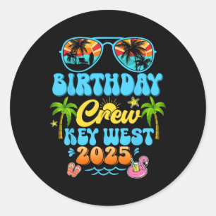 Key West Birthday Crew Vacation Cruise 2025 Summer Classic Round Sticker