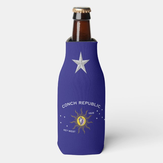Key West Conch Republic Flag Bottle Cooler (Bottle Front)