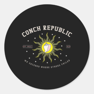 Key West Conch Republic Florida Scuba Fishing Gift Classic Round Sticker