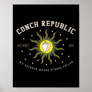 Key West Conch Republic Florida Scuby Fishing Gift Poster