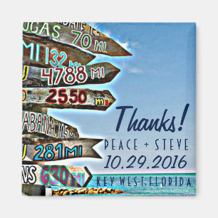 Key West Destination Wedding Favour Thanks Magnets