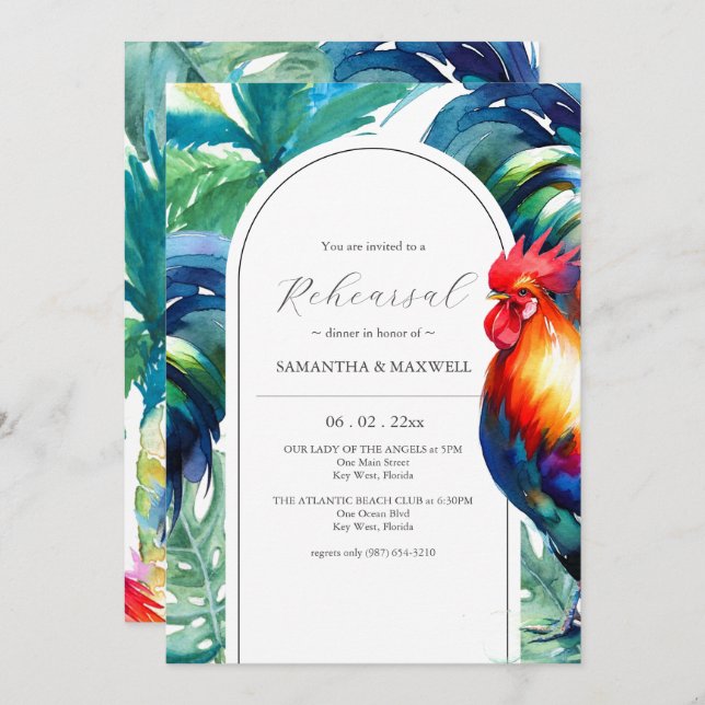 Key West Destination Wedding Rehearsal Dinner Invitation (Front/Back)