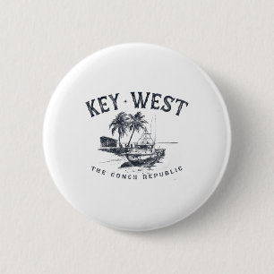 Key West Fishing Boat Conch Republic Tackle Gift 6 Cm Round Badge