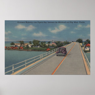 Key West, FL - Highway between Mainland & Keys Poster