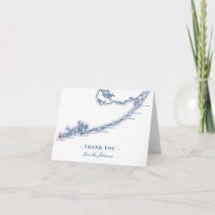 Key West FL Map Elegant Navy Blue Personalised Thank You Card