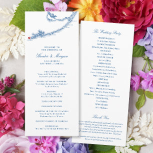Key West FL Map Elegant Navy Blue Wedding Program