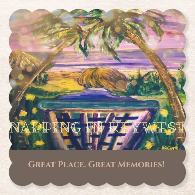 Key West, FL Memory Tip of Travel Paper Coaster (Front)