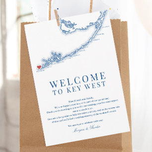 Key West FL Navy Blue Wedding Welcome Itinerary Thank You Card