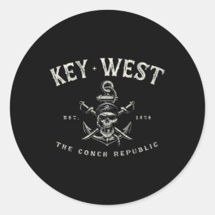 Key West Fl Rebel Pirate Boating Scuba Fishing Gea Classic Round Sticker