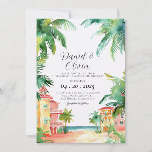 Key West FL Watercolor Wedding Invitation