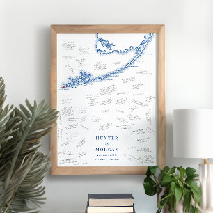Key West FL Wedding Elegant Navy Guest Book Poster