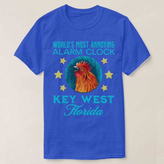 Key West Florida Alarm Clock Chicken Rooster Souve T-Shirt (Design Front)