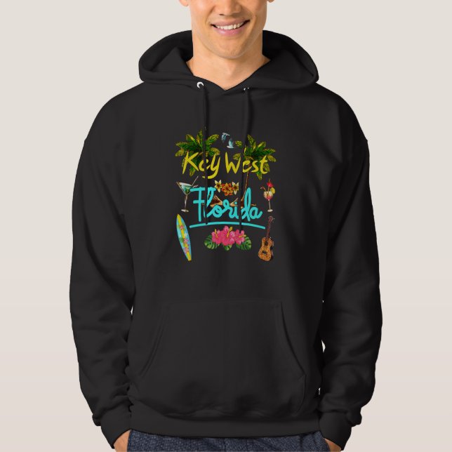Key West Florida Beach Summer Palm Surf Sun Set Pa Hoodie (Front)