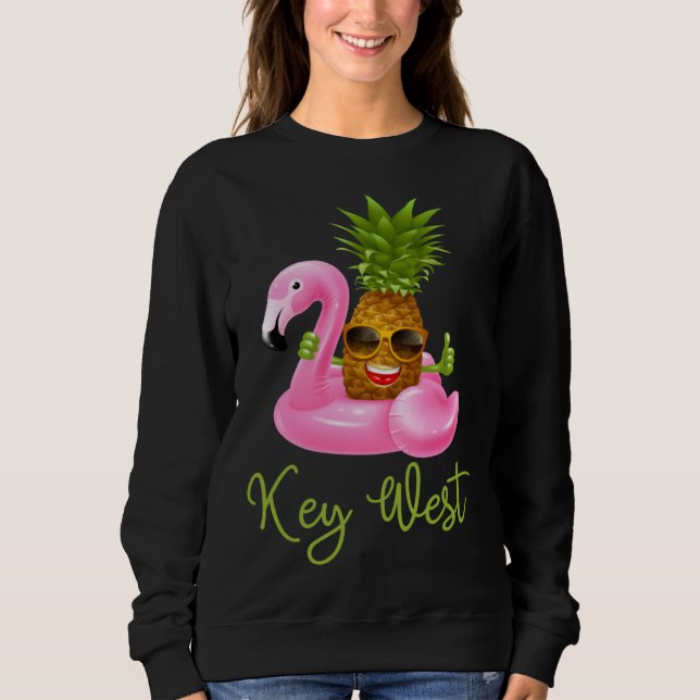 Key West Florida Beach Tropical  Flamingo Pineappl Sweatshirt (Front)