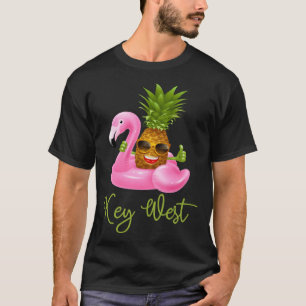 Key West Florida Beach Tropical Flamingo Pineappl T-Shirt