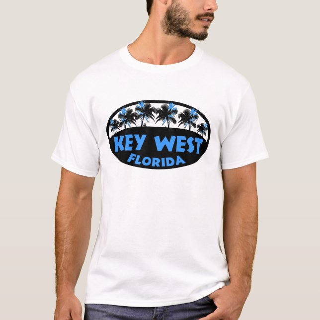 Key West Florida blue black palms T-Shirt (Front)
