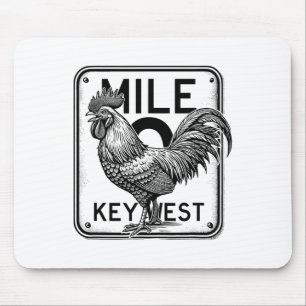 Key West Florida Chicken Retro Mile 0 Rooster Mile Mouse Pad