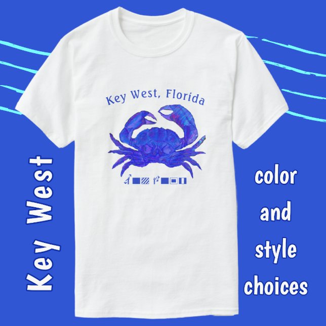 Key West Florida Colourful Ocean Blue Crab T-Shirt (Creator Uploaded)