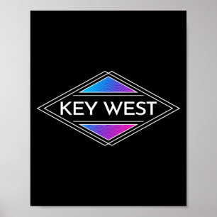 Key West Florida Colourful Retro Surfer Mens Boys Poster