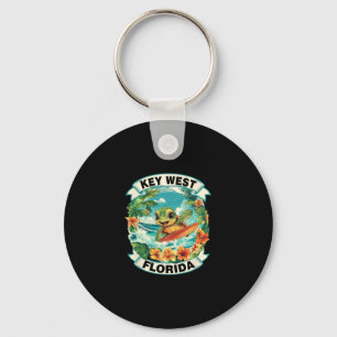 Key West Florida Cute Sea Turtle Surfing Summer Va Ring