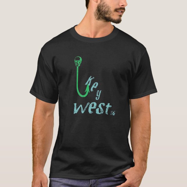 Key West Florida Fish Hook Skull T-Shirt (Front)