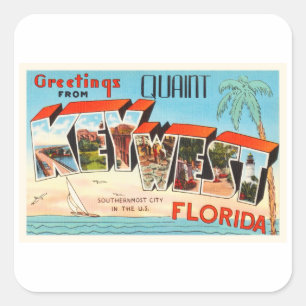 Key West Florida FL Old Vintage Travel Souvenir Square Sticker