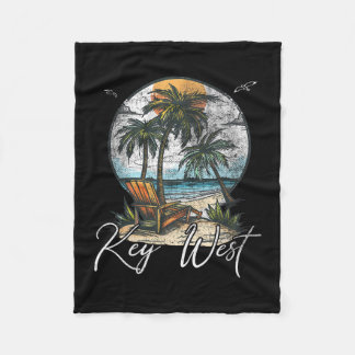Key West Florida Fl Palm Trees  Fleece Blanket