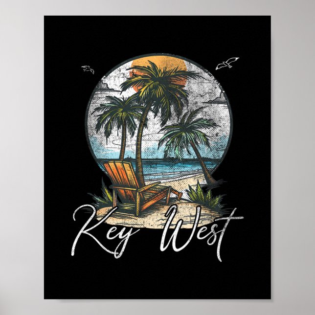 Key West Florida Fl Palm Trees  Poster (Front)