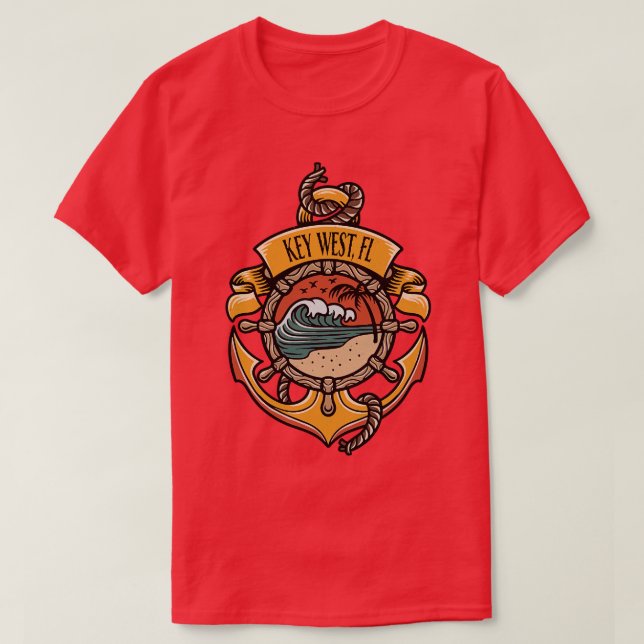Key West Florida Keys Boating Fishing Sailing Beac T-Shirt (Design Front)
